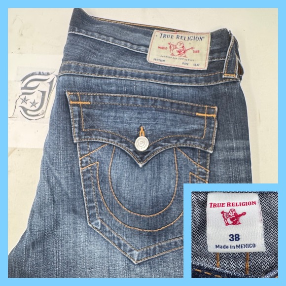 True Religion Other - True Religion Men's Billy Flap Sn Relaxed Bootcut Jeans Size 38 Made in Mexico